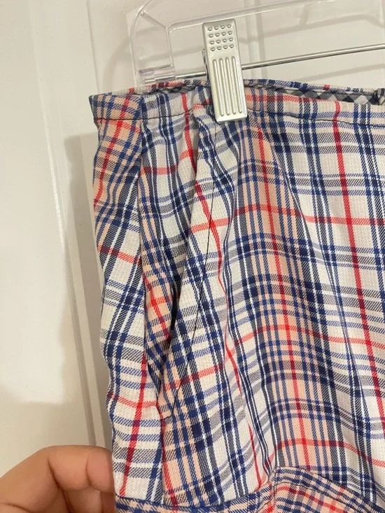 Teija Plaid Asymmetric Midi Skirt in Blue and Red size 14 - Picture 6 of 9